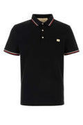 Valentino Garavani Striped-Trim Cotton Polo — Black