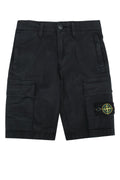 Stone Island Kids Cotton-Elastane Cargo Cargo Shorts — Black