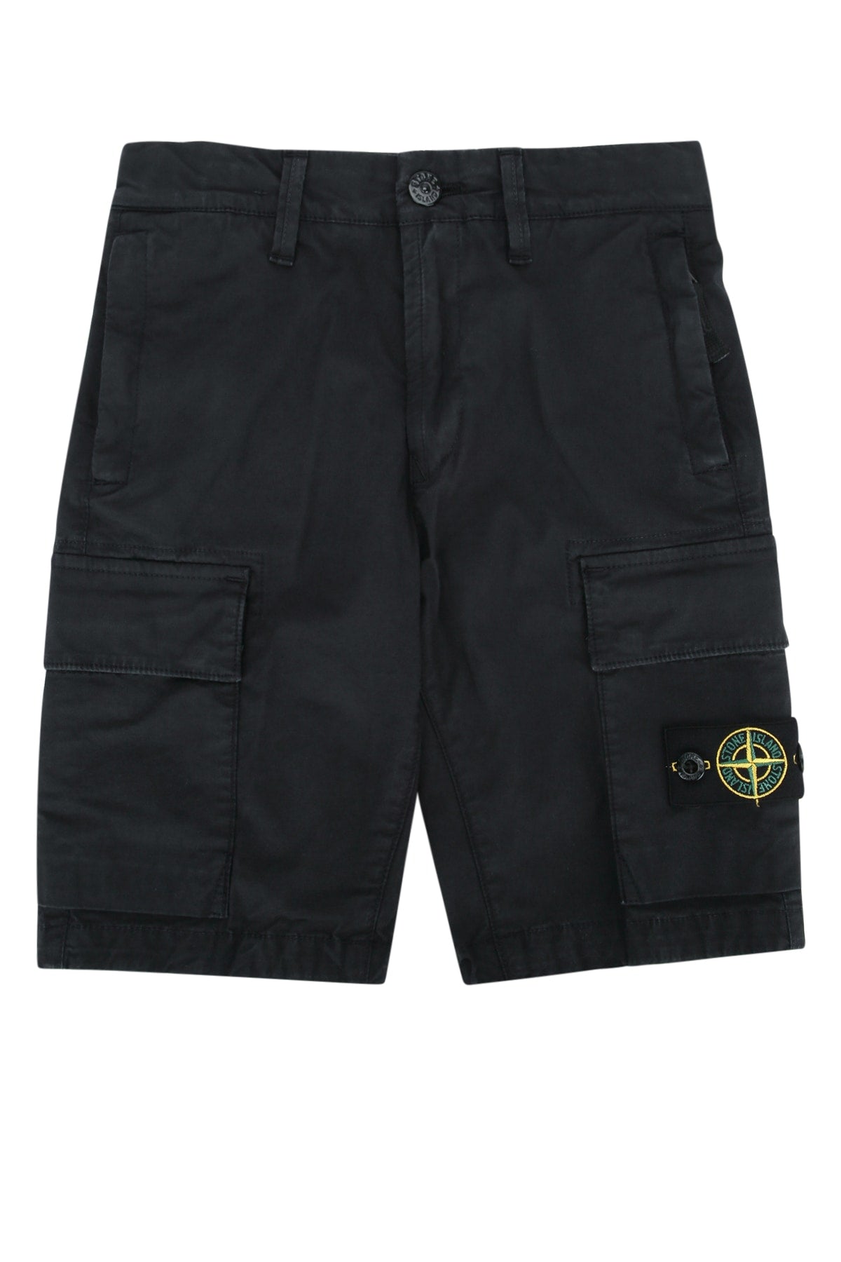 Stone Island Kids Cotton-Elastane Cargo Cargo Shorts — Black