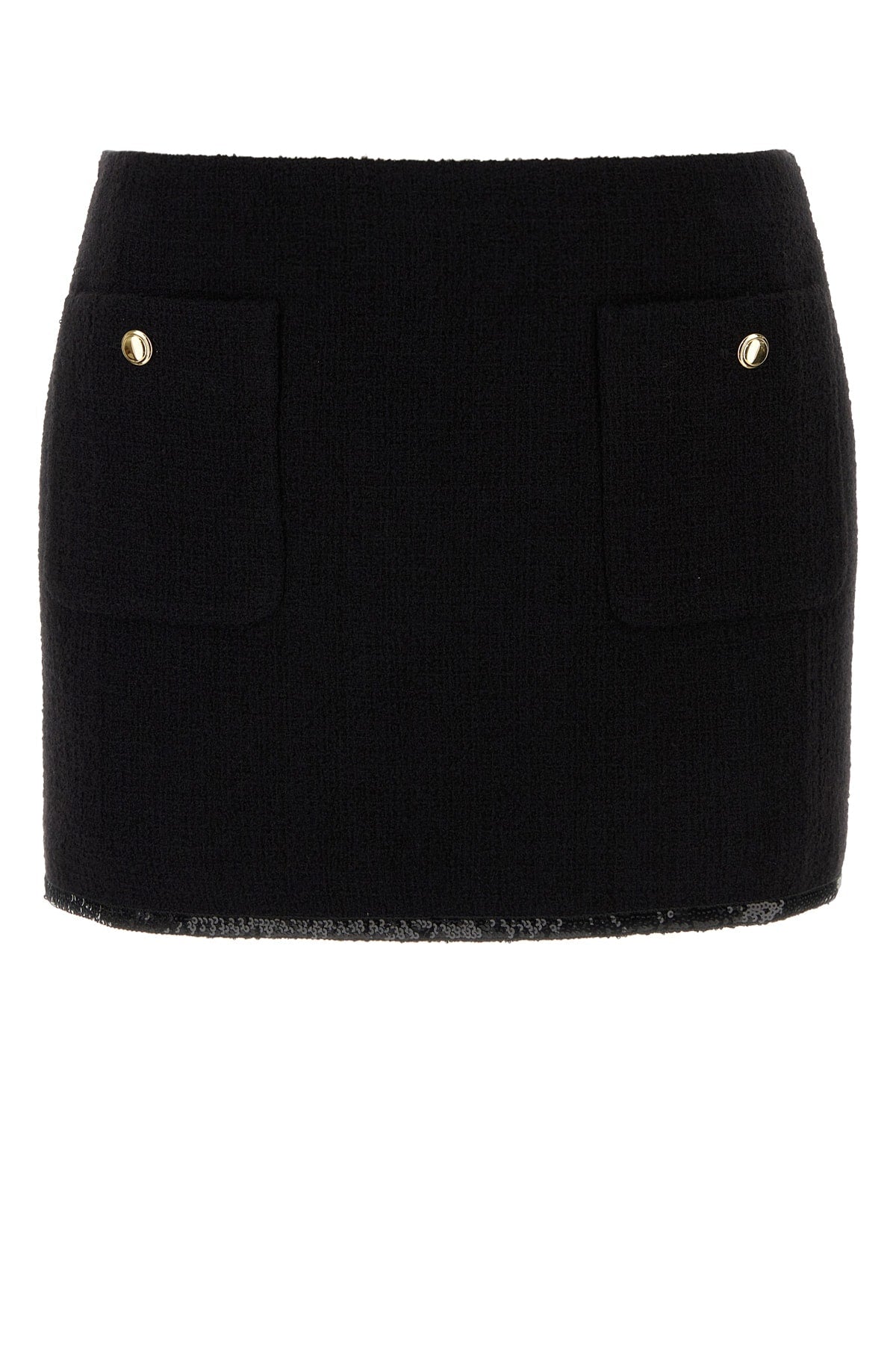 Miu Miu Wool-Blend Knit Skirt — Black