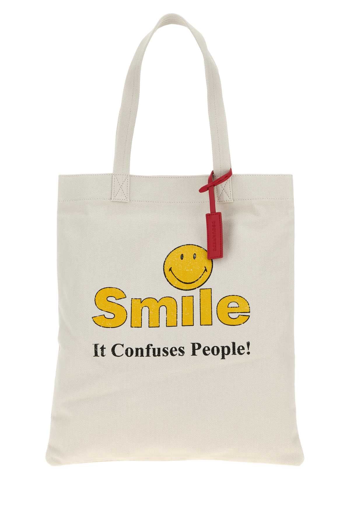 Dsquared2 Graphic Canvas Tote Bag — White