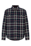 Gucci Embroidered Cotton Plaid Shirt — Navy