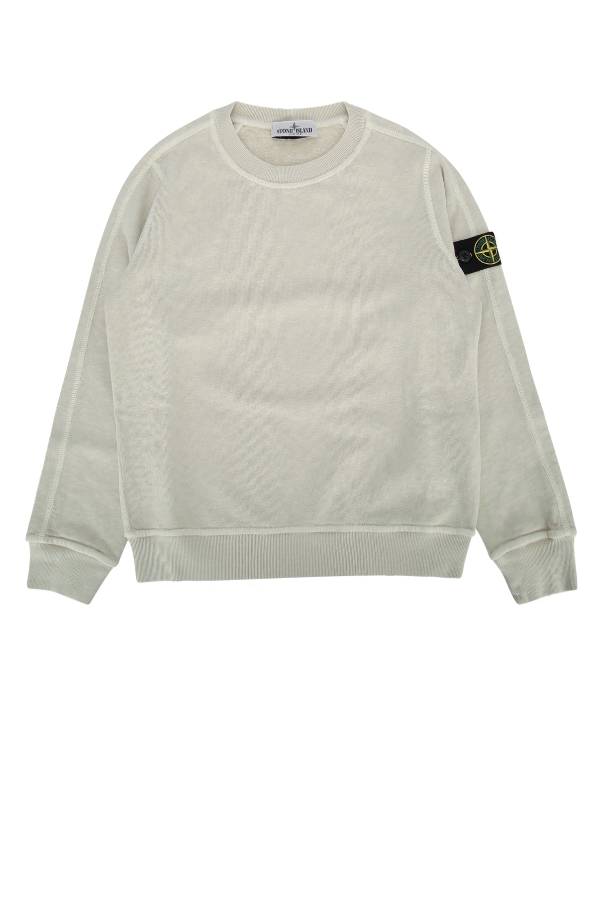 Stone Island Kids Cotton Crew-Neck Sweatshirt — Beige