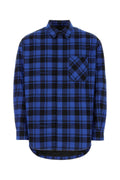 Off-White Plaid Cotton Shirt — Blue
