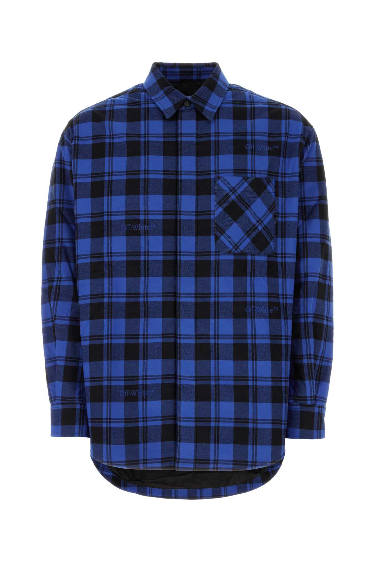 Off-White Plaid Cotton Shirt — Blue