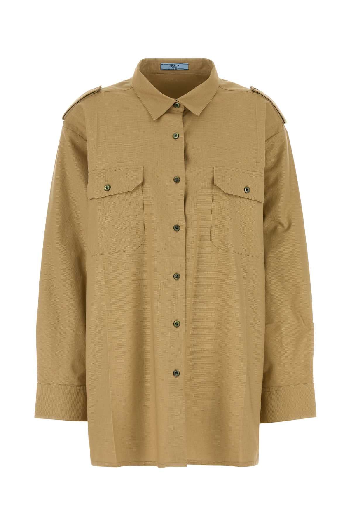 Prada Cotton Overshirt Shirt — Beige