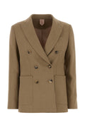 Max Mara Double-Breasted Hemp Blazer — Beige