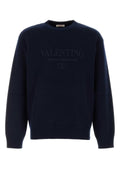 Valentino Garavani Logo-Embroidered Wool Sweater — Navy