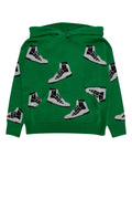 Amiri Kids Merino Wool Intarsia Cardigan — Green
