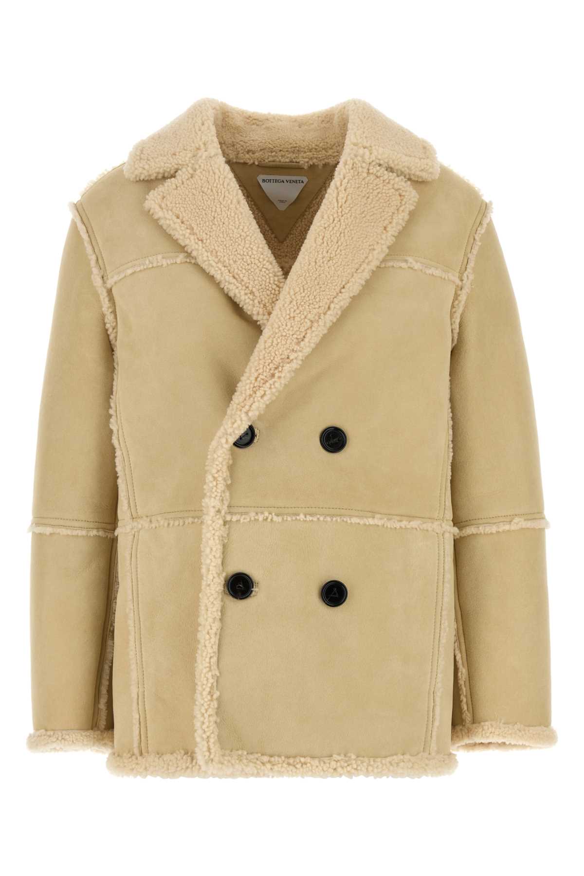 Bottega Veneta Shearling-Lined Coat — Beige