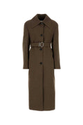 Jil Sander Wool Blend with Buckle Belt Coat — Brown