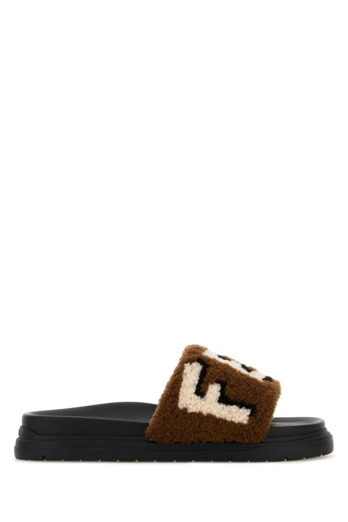 Fendi Logo Slipper — Brown