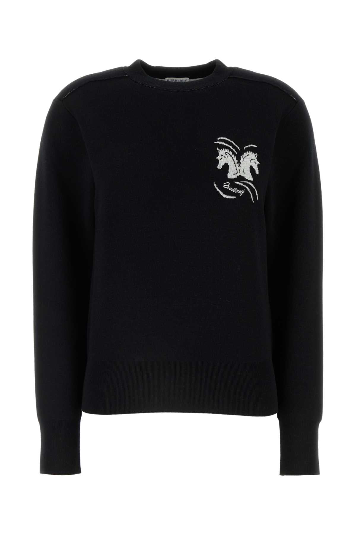 Burberry Embroidered Wool Blend Sweater — Black