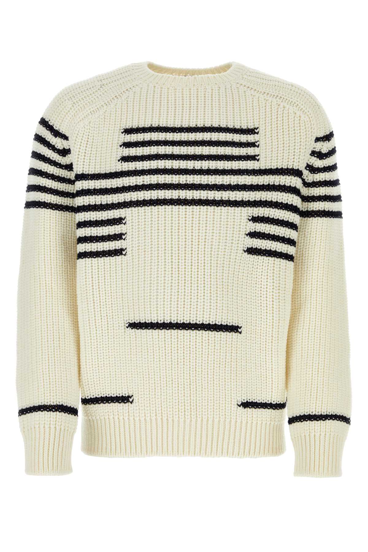Loewe Striped Wool-Blend Sweater — White
