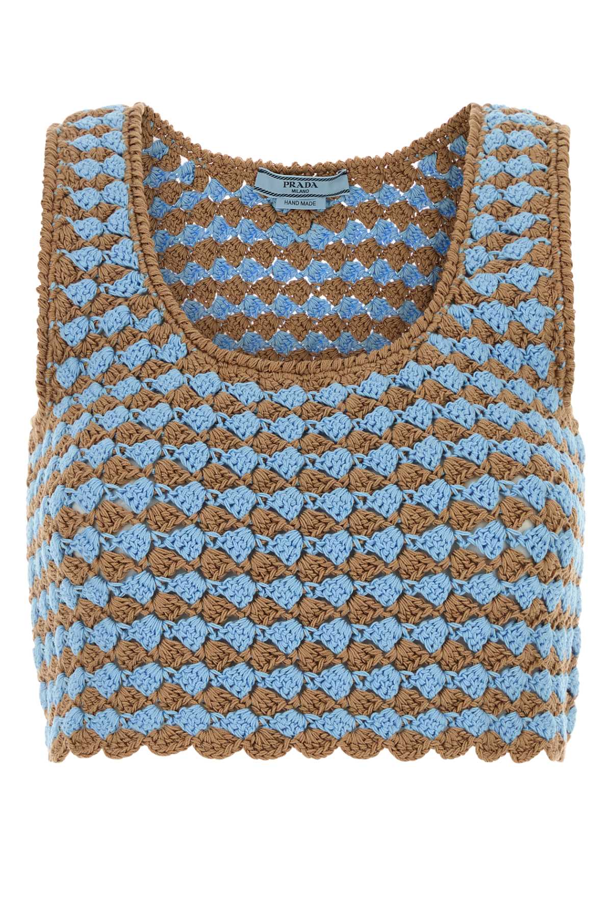 Prada Two-Tone Crochet Tank Top — Multicolor