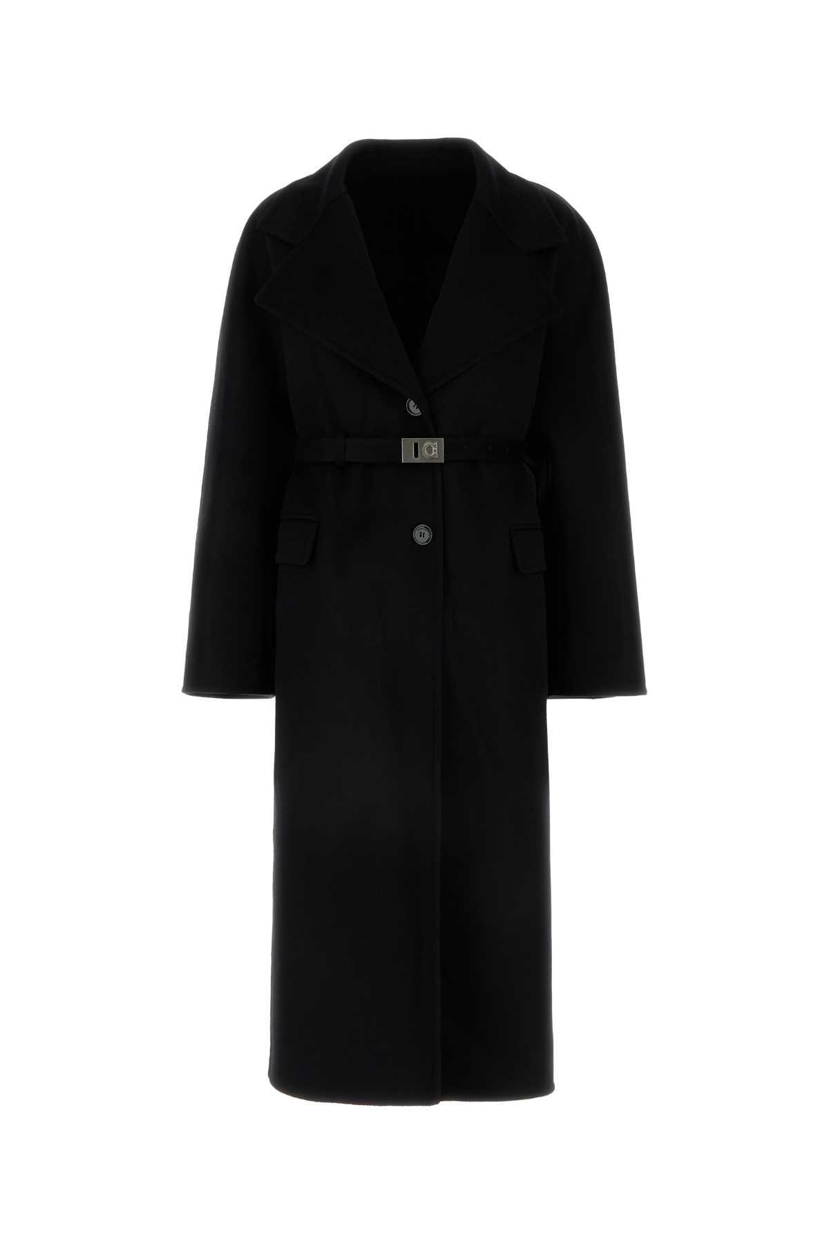 Ferragamo Virgin Wool and Cashmere Blend Coat — Black