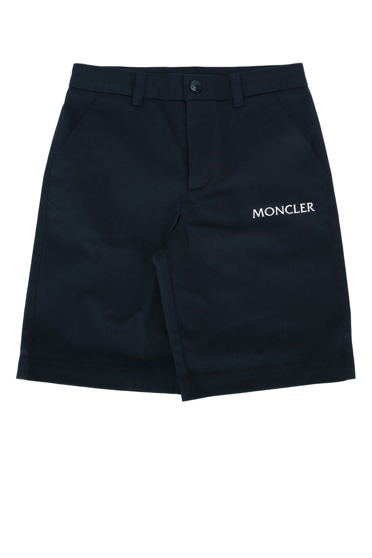 Moncler Jr Cotton Chino Shorts — Navy