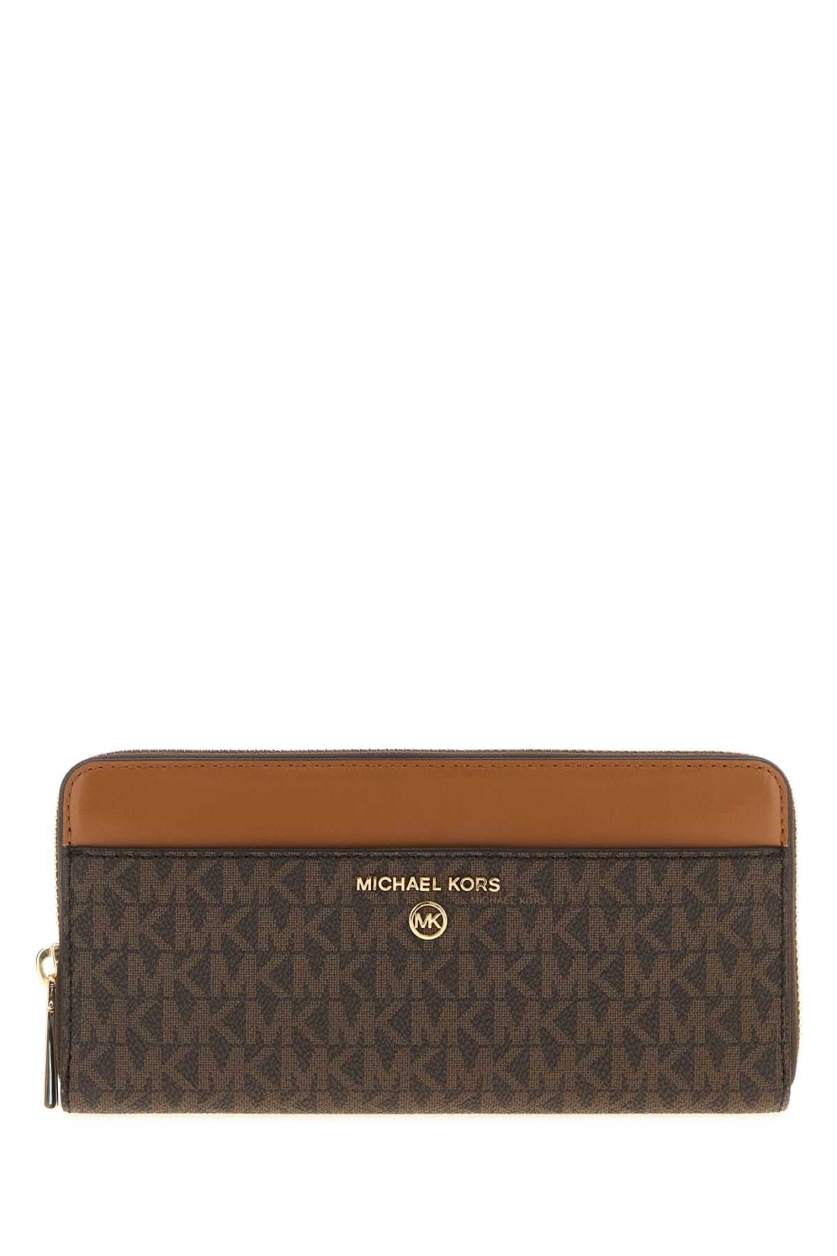 Michael By Michael Kors Printed Canvas Wallet — Brown
