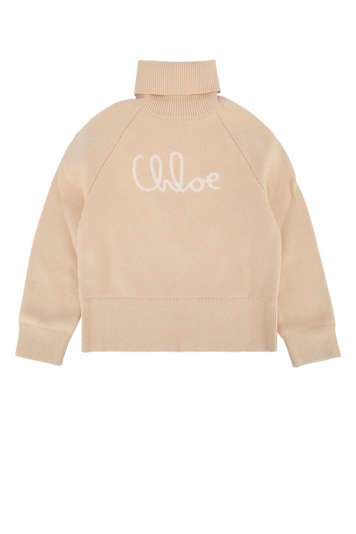 Chloe Kids Logo-Embroidered Wool Sweater — Beige