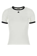 Courreges Contrast-Trim Cotton T-Shirt — White
