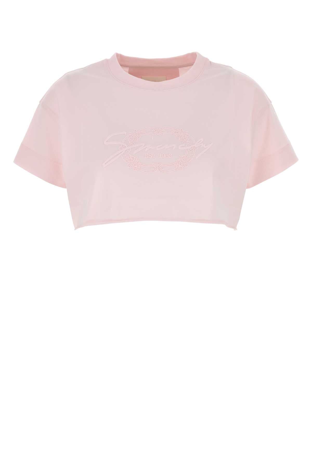 Givenchy Embroidered Logo Cotton Crop T-Shirt — Pink