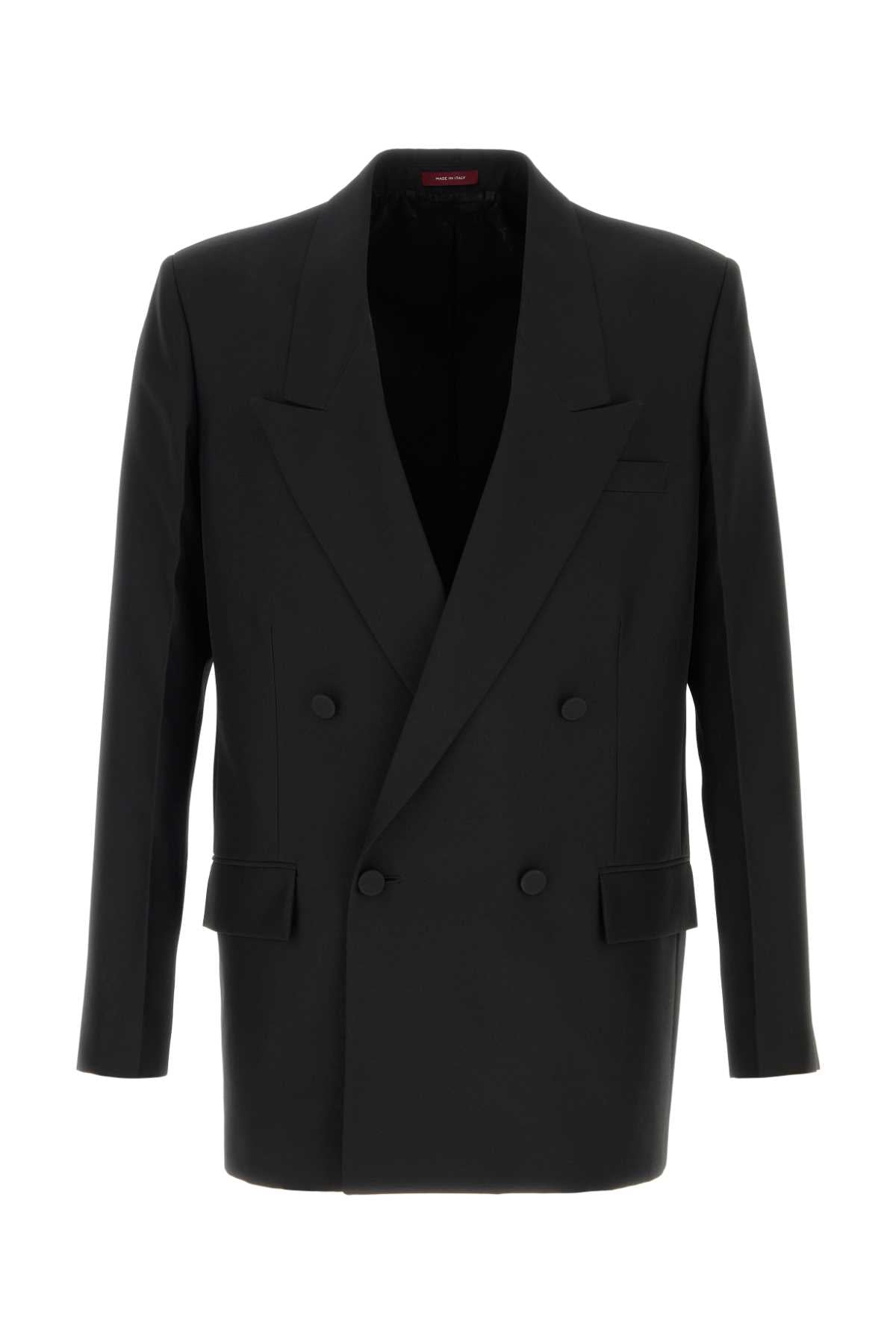 Gucci Double-Breasted Wool Blazer — Black