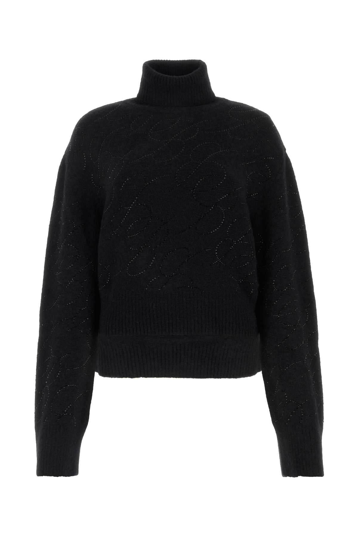 Blumarine Quilted Alpaca Blend Sweater — Black