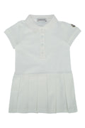 Moncler Jr Pleated Polo Shirt Dress — White