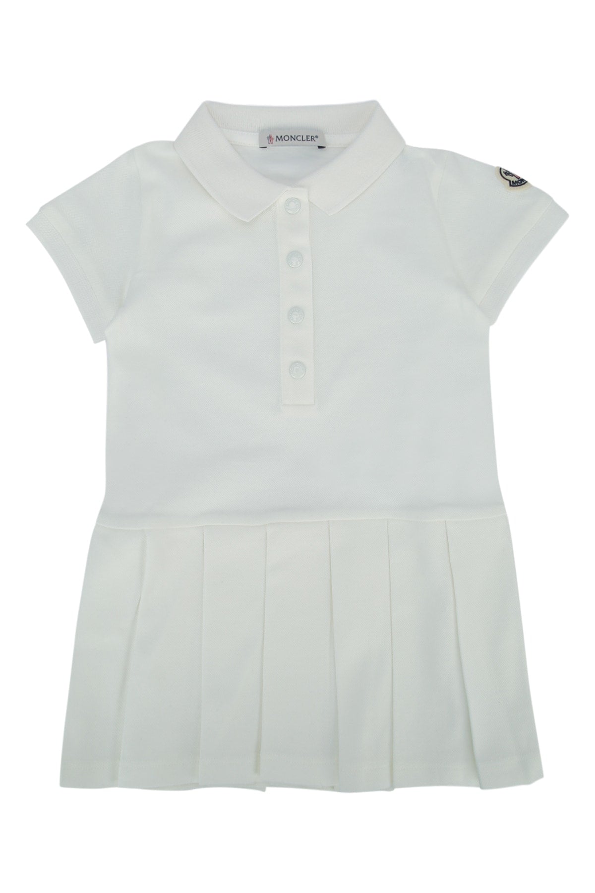 Moncler Jr Pleated Polo Shirt Dress — White
