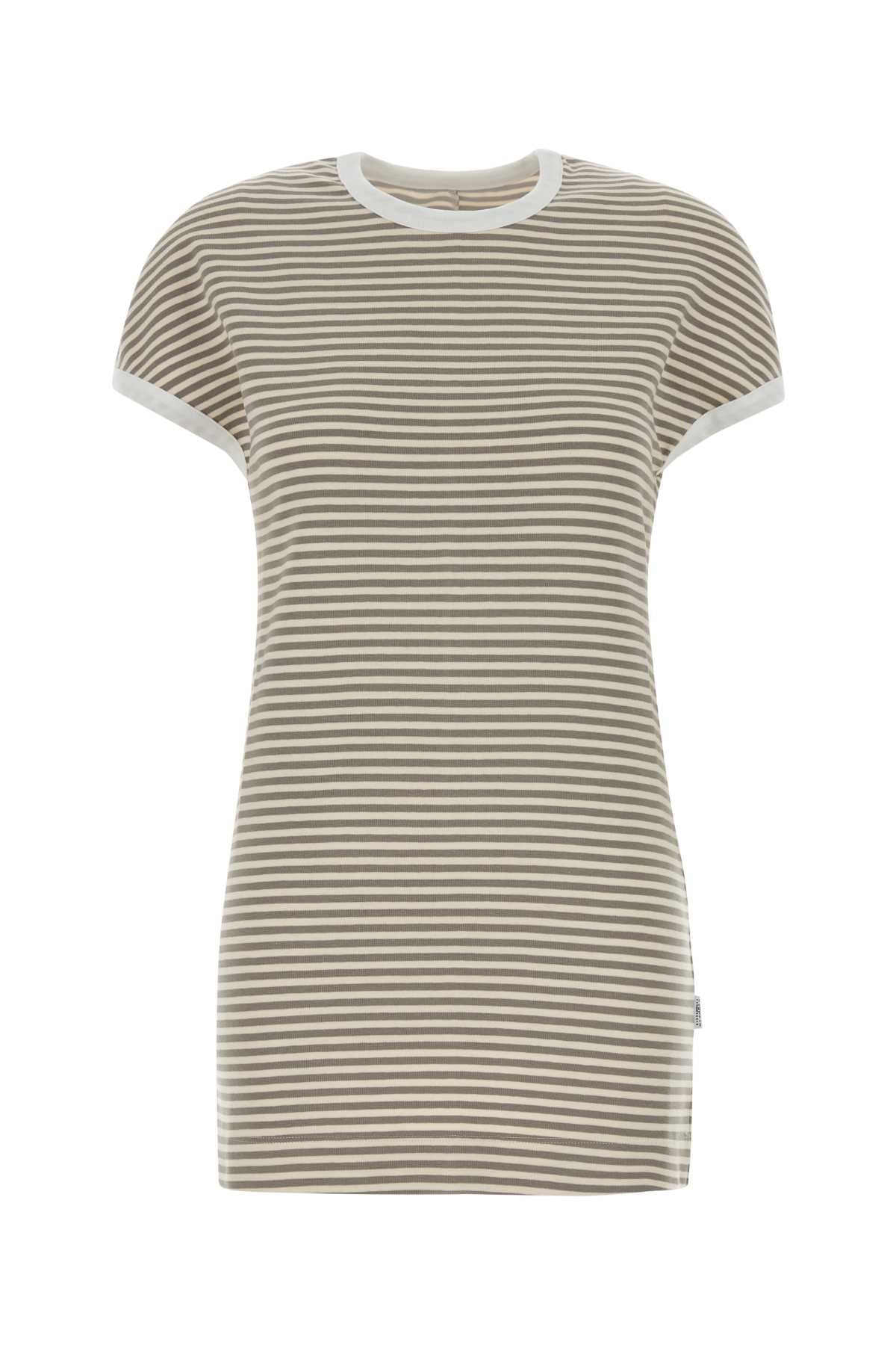 MM6 Maison Margiela Striped Stretch Cotton Dress — Beige