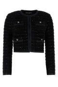 Dolce & Gabbana Sequin-Embellished Tweed Blazer — Black