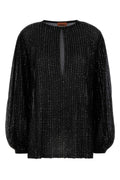 Missoni Viscose-Blend Pleated Blouse — Black