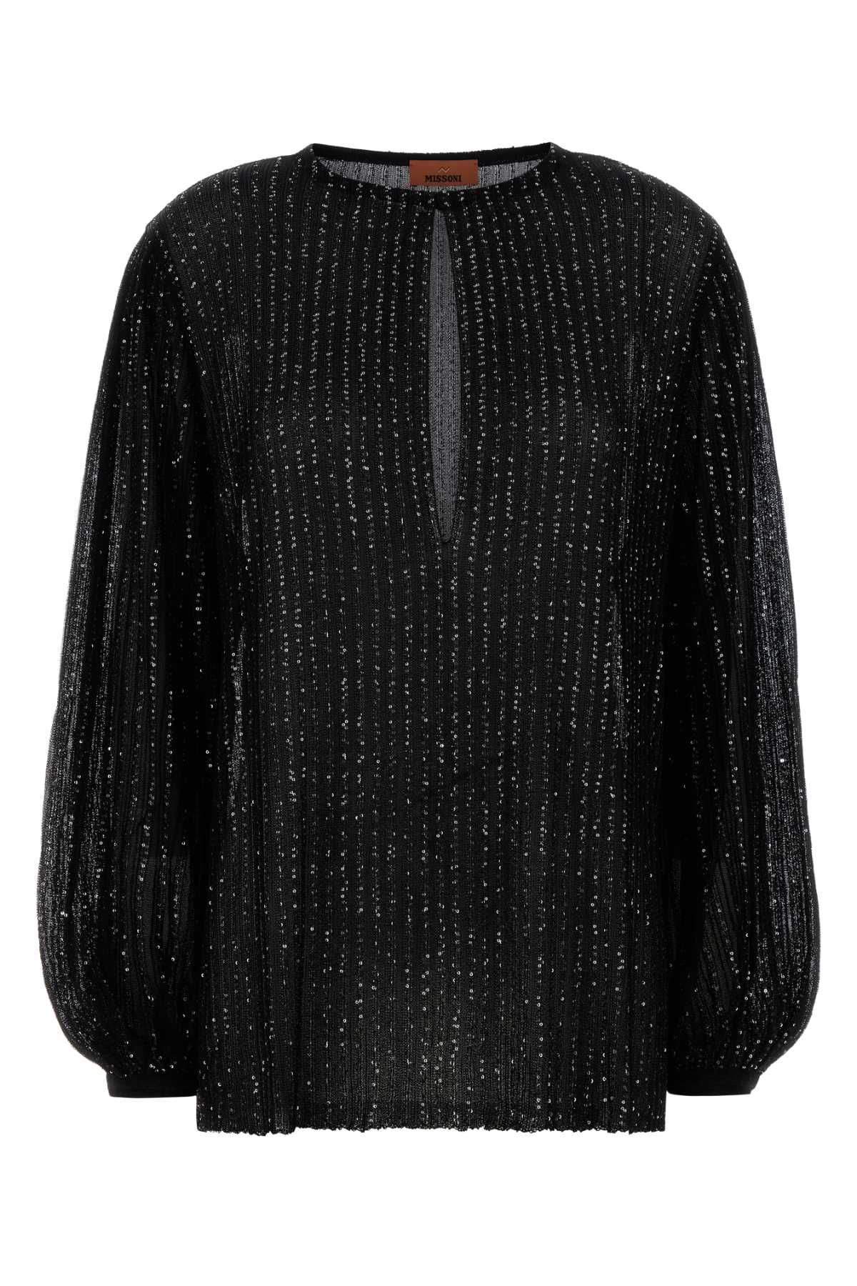 Missoni Viscose-Blend Pleated Blouse — Black