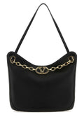 Valentino Garavani Gold-Chain Trimmed Leather Shoulder Bag — Black