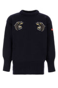 Junya Watanabe Embroidered Wolf Motif Sweater — Navy