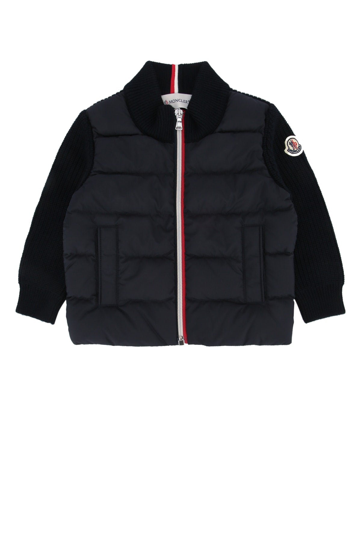 Moncler Jr Wool and Down Hybrid Down Jacket — Black