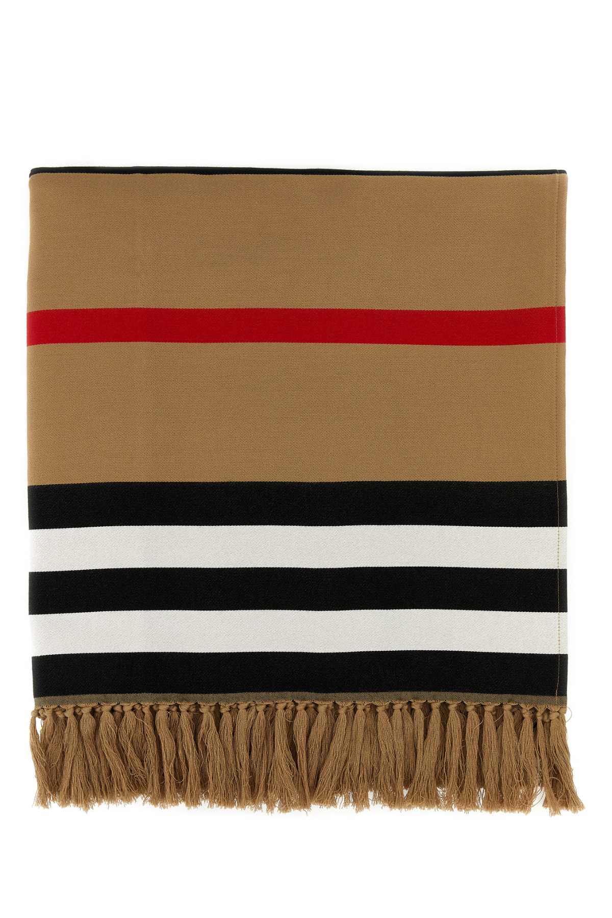 Burberry Striped Cotton Scarf — Beige