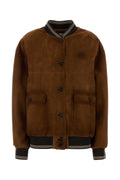Miu Miu Pelle Bomber Jacket — Brown