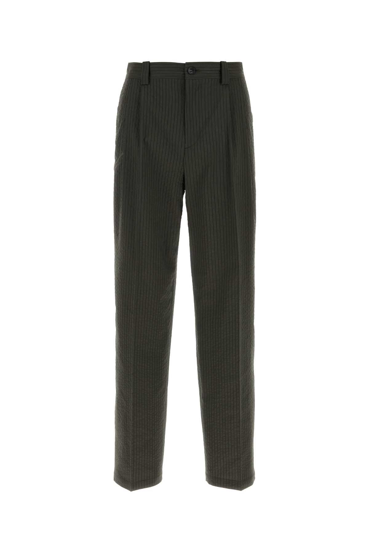 Maison Kitsune Pinstriped Wool-Blend Trousers — Green