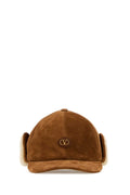 Valentino Garavani BASEBALL Suede with Ear Flaps Baseball Cap — Brown