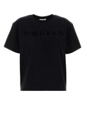 Alexander McQueen Logo-Embroidered Cotton T-Shirt — Black