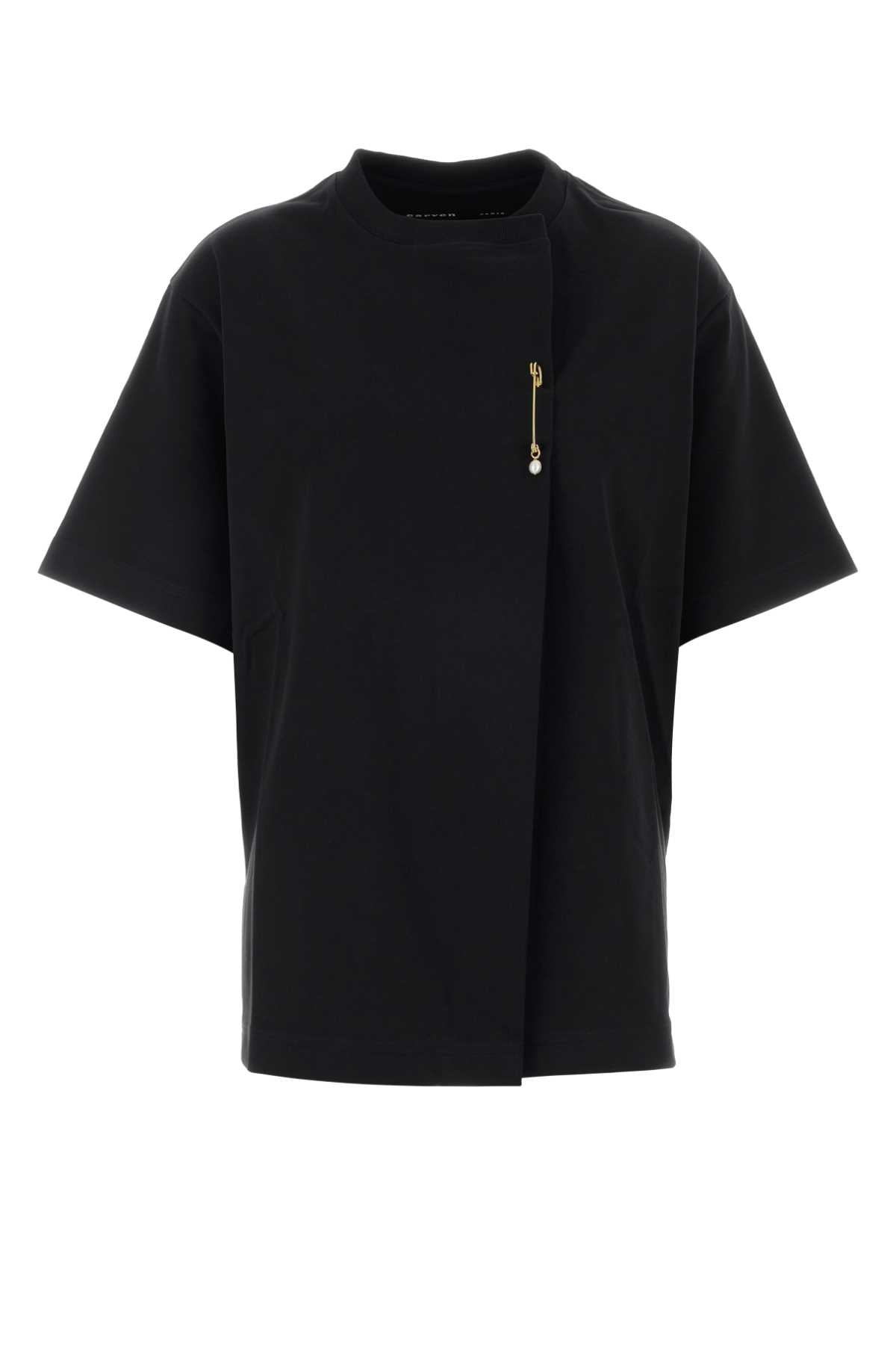 Carven Cotton Crew-Neck T-shirt — Black