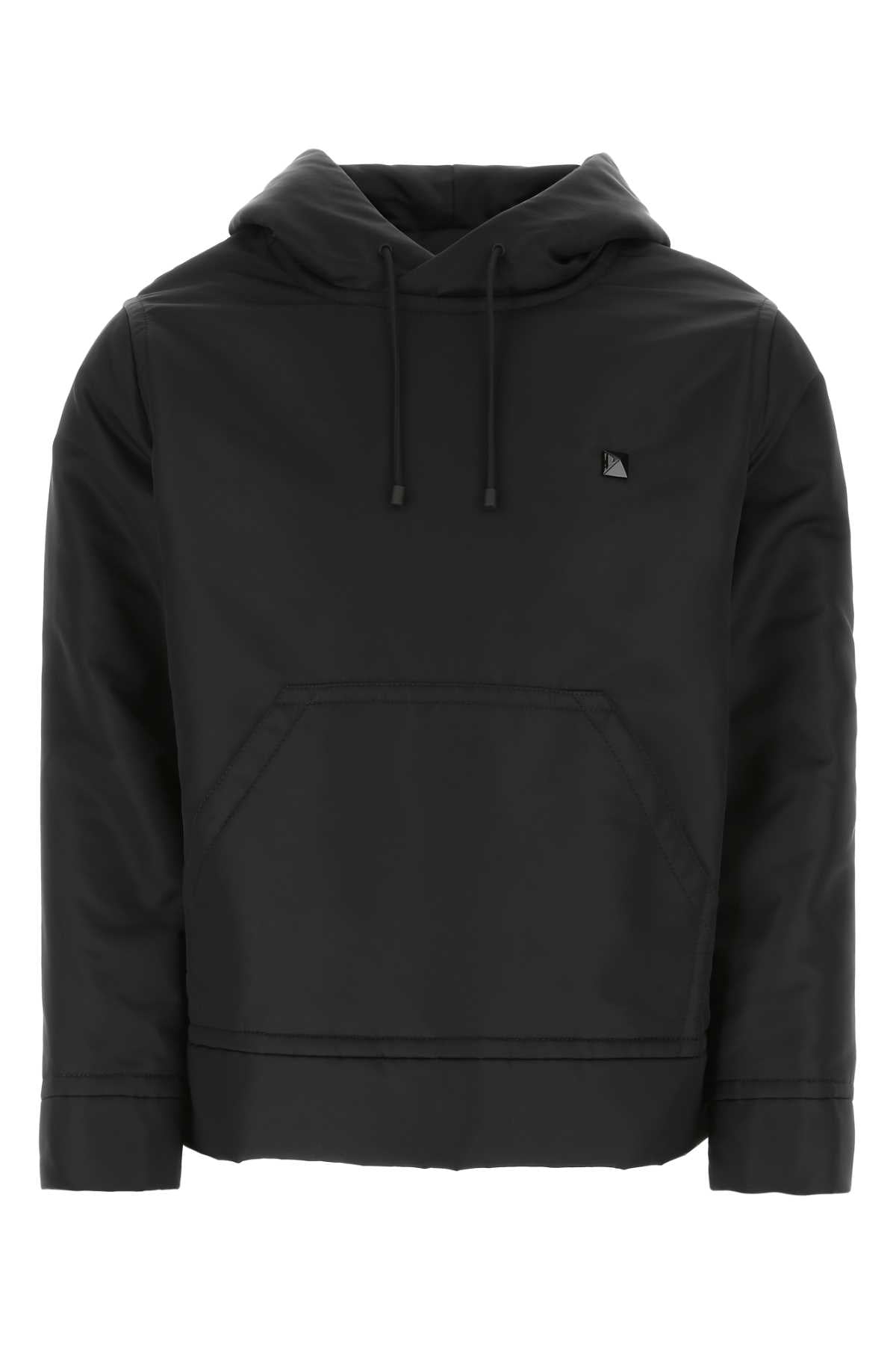 Valentino Garavani Nylon Hooded Sweatshirt — Black