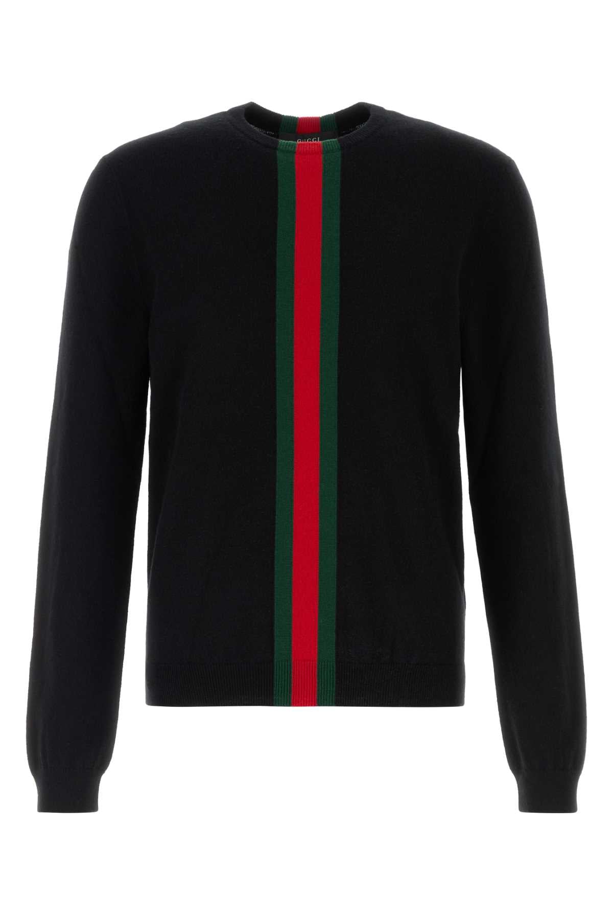 Gucci Web-Striped Cashmere Sweater — Black
