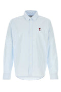 AMI Paris Logo-Embroidered Cotton Oxford Shirt — Blue