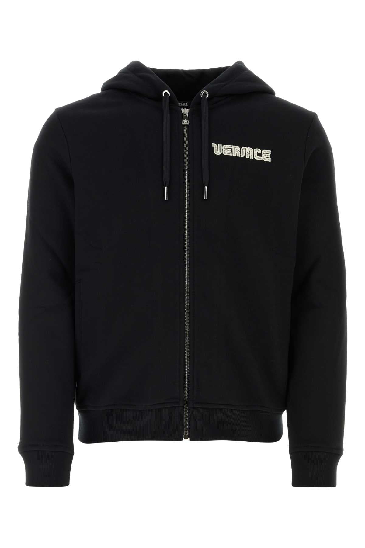 Versace Logo-Print Cotton Sweatshirt — Black