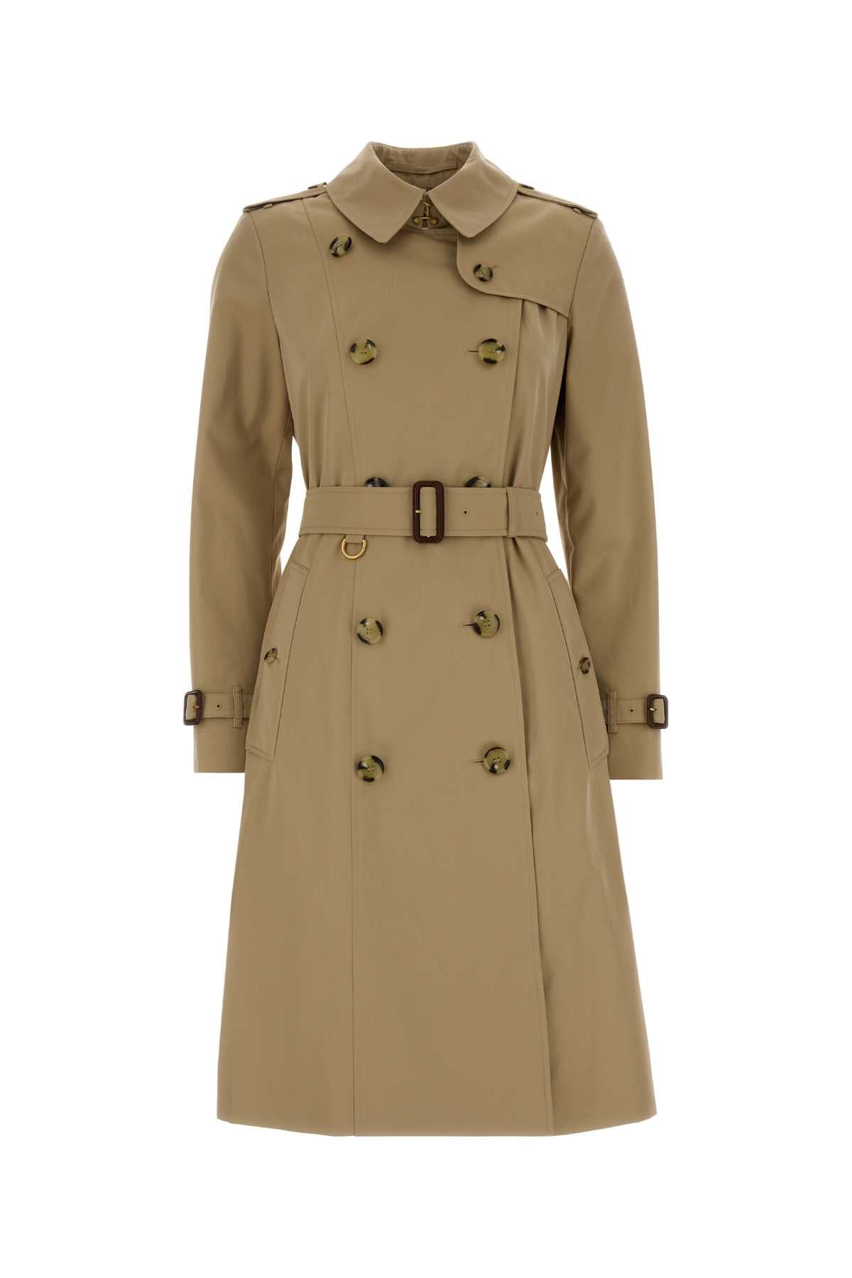 Burberry Double-Breasted Cotton Twill Trench Coat — Beige