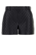 Gucci Monogram Leather Bermuda Shorts — Black