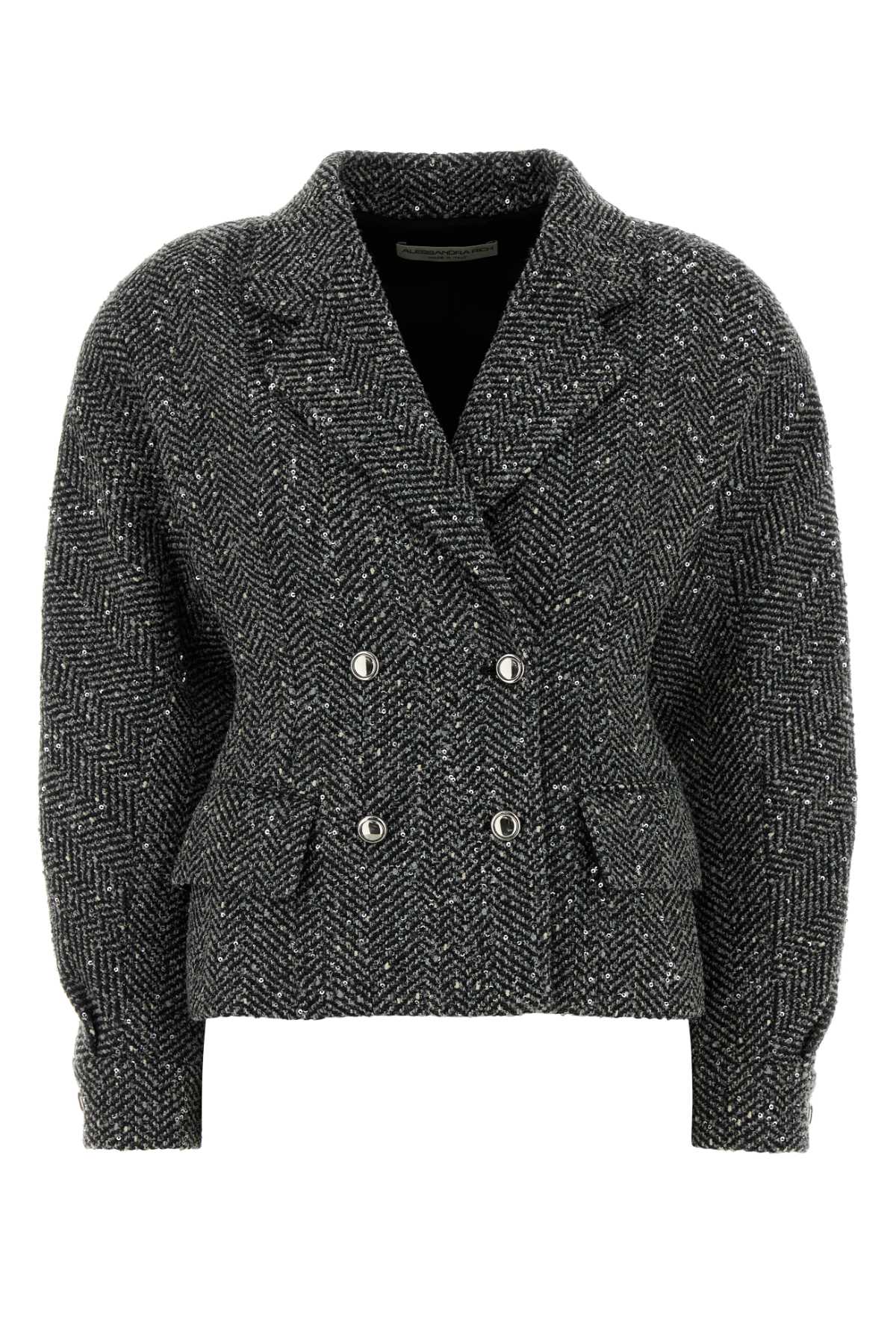 Alessandra Rich Tweed Blazer — Gray