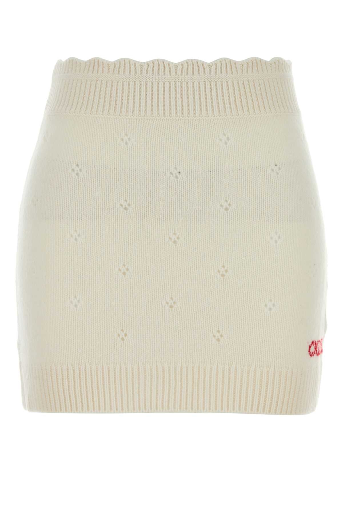 Chloé Wool Cashmere Blend Mini Skirt — White